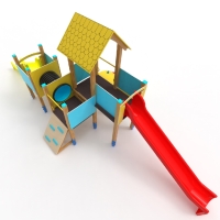 Mempys három tornyos vár íves mászó fallal és alagúttal