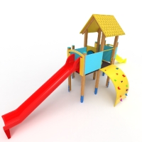 Mempys három tornyos vár íves mászó fallal és alagúttal