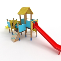 Mempys három tornyos vár íves mászó fallal és alagúttal