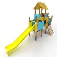 Mempys három tornyos vár íves mászó fallal és alagúttal