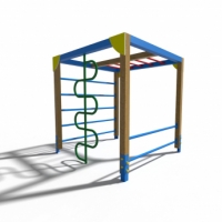 Négyoldalú mászóka lajhármászóval és kígyó csővel