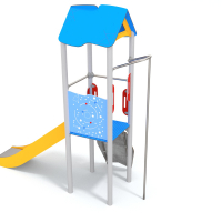 Csúszdás torony tűzoltó csővel és mászófallal