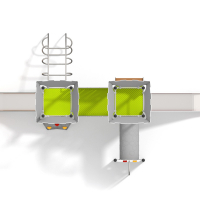 Dupla tornyú várbástya ferde híddal és alagúttal