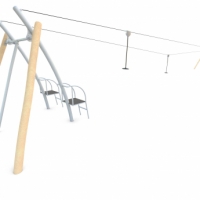 Drótkötélpálya két sávos fém tartólábbal